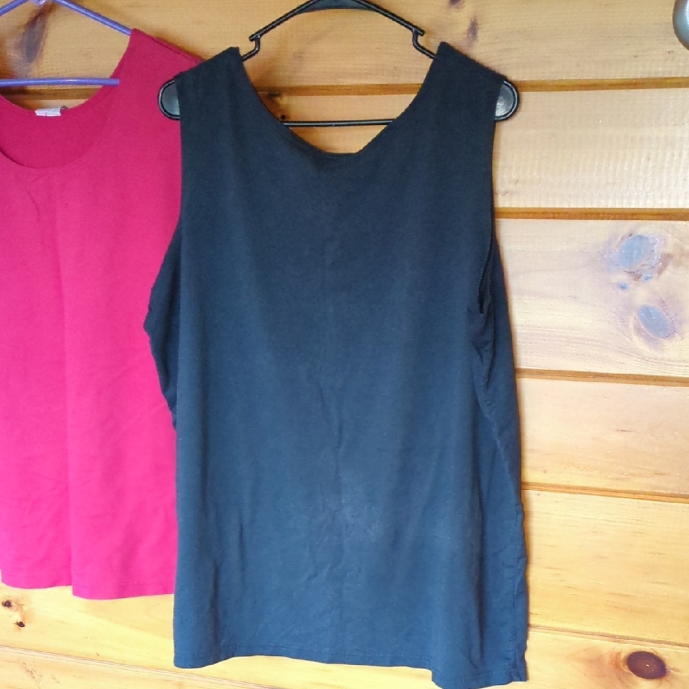 Roaman's Vibrant Red and Sleek Black Tank Tops - Picture 4 of 5